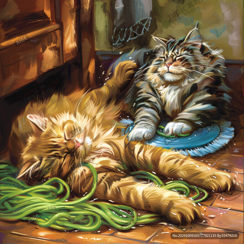 卡通长毛猫插画