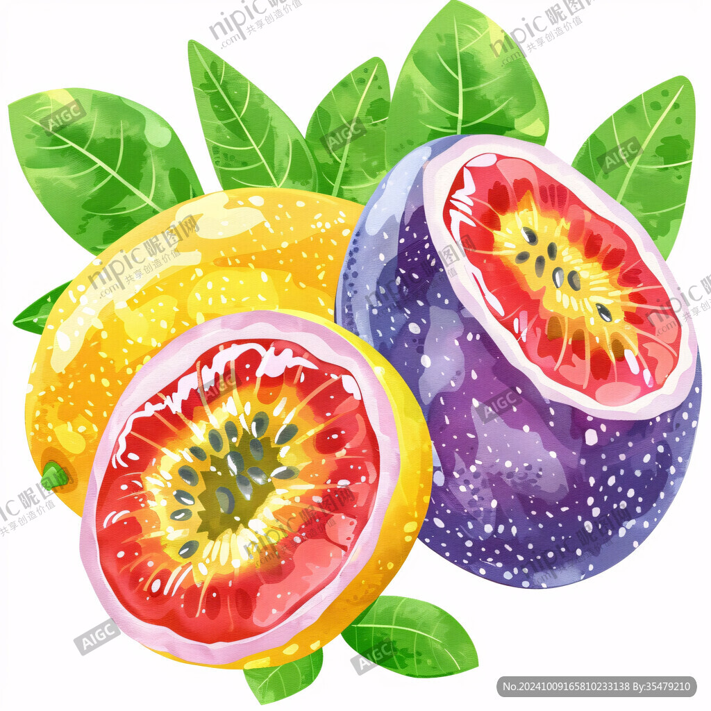 红皮百香果插画