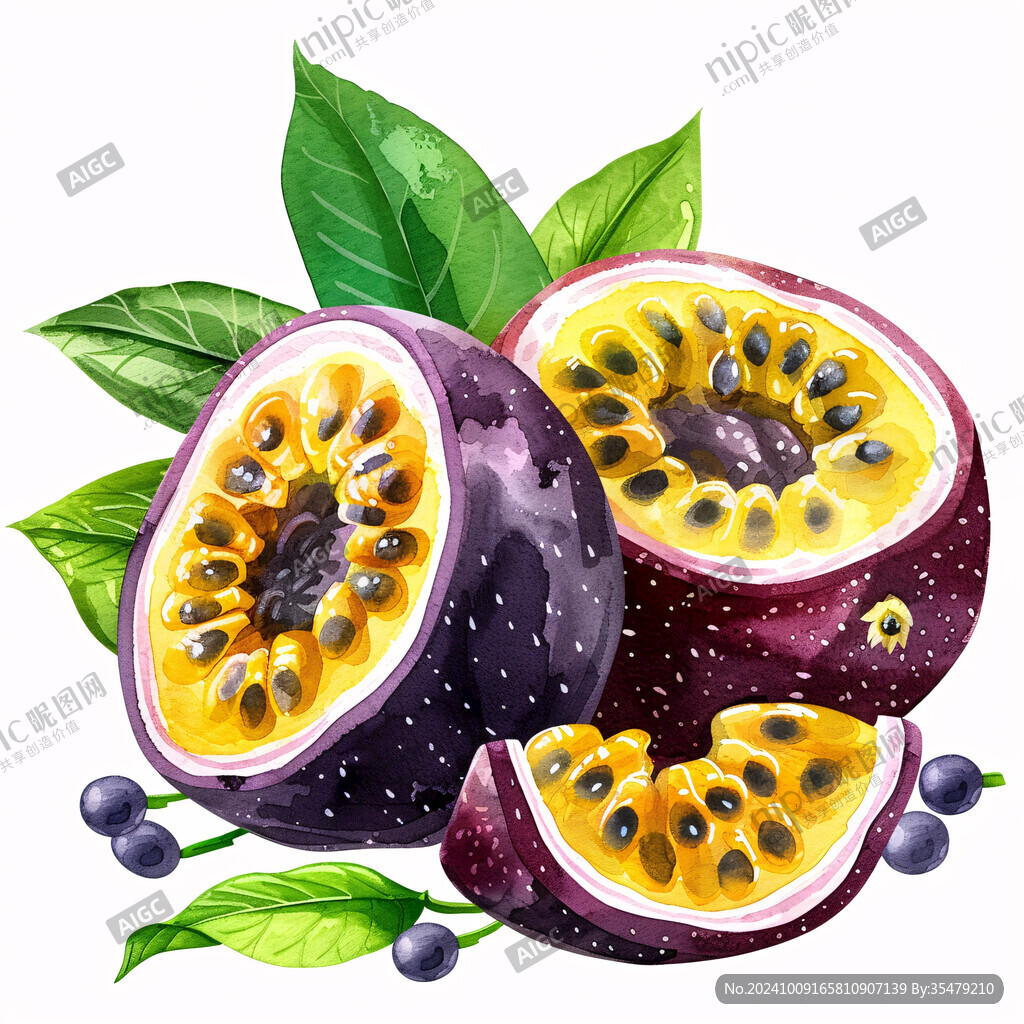 手绘百香果插画