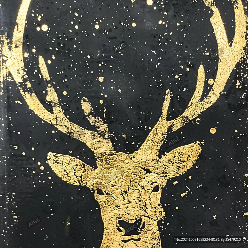 金色麋鹿星空装饰画