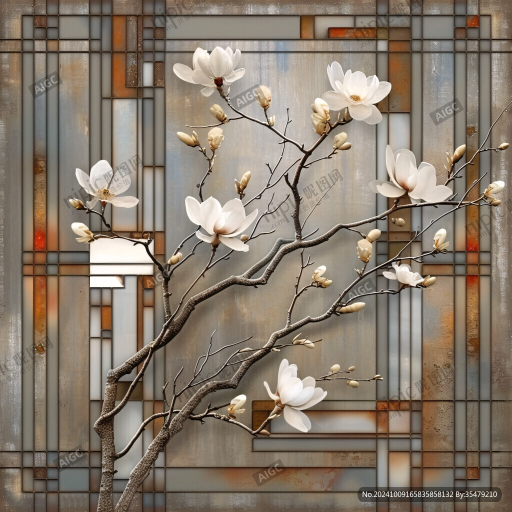 浮雕玉兰花玄关