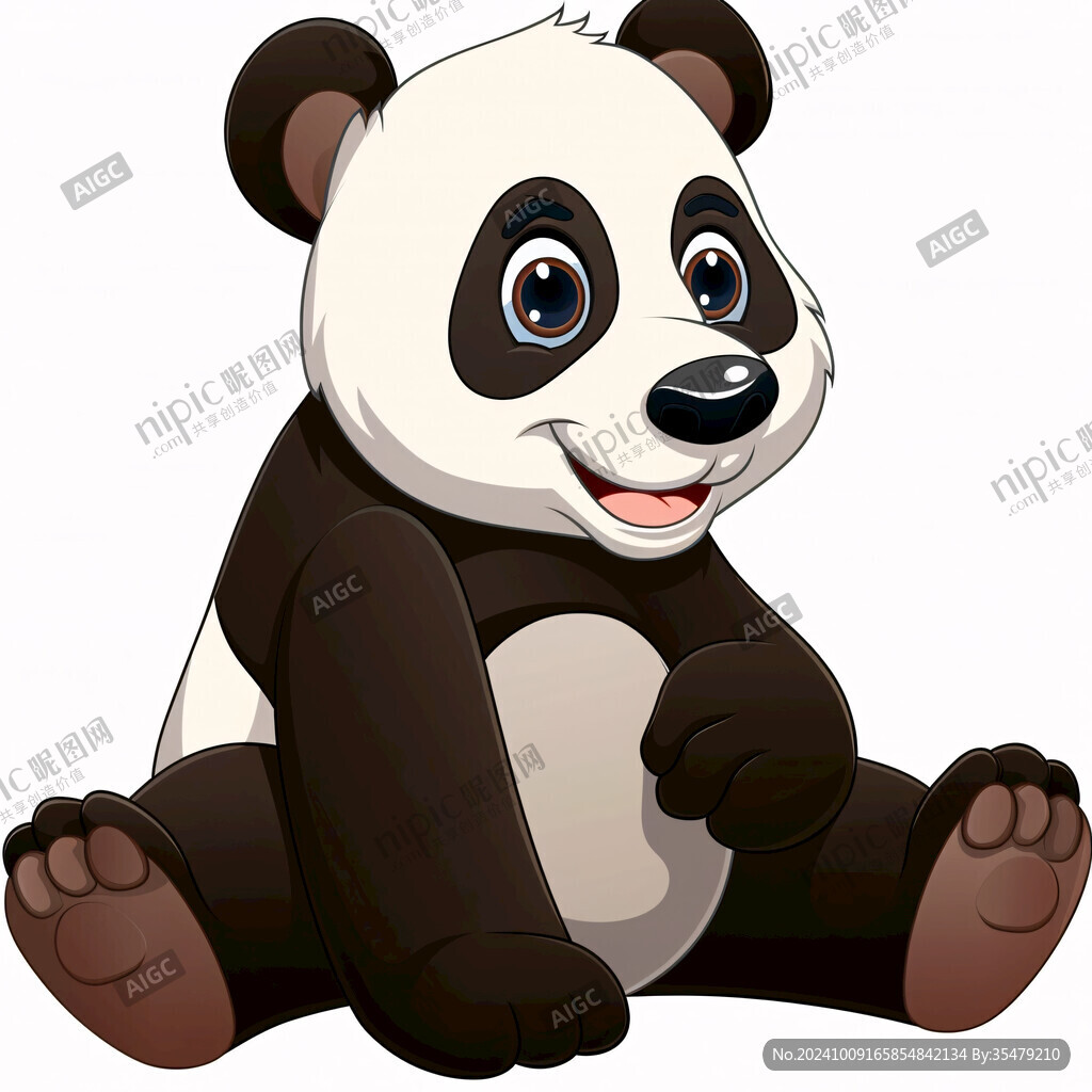弹吉他熊猫卡通插画