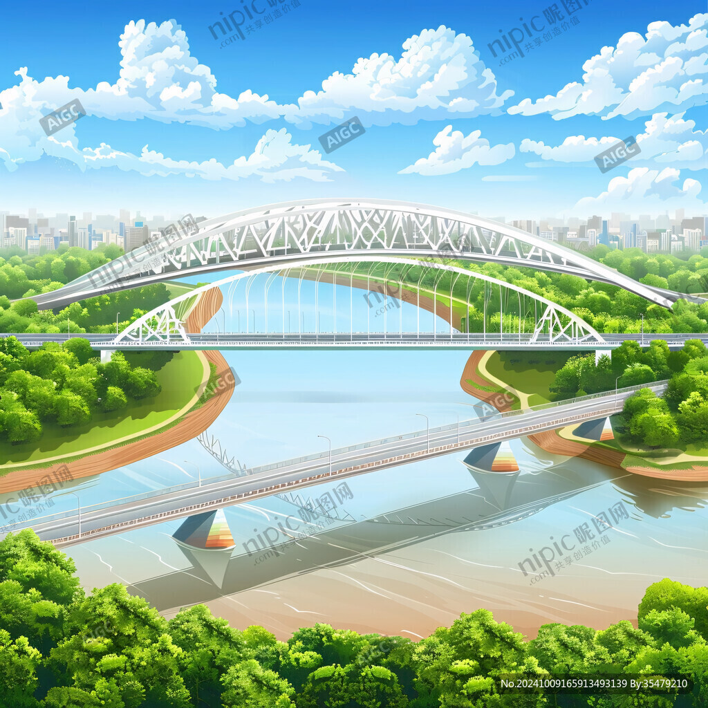 龙街大桥插画