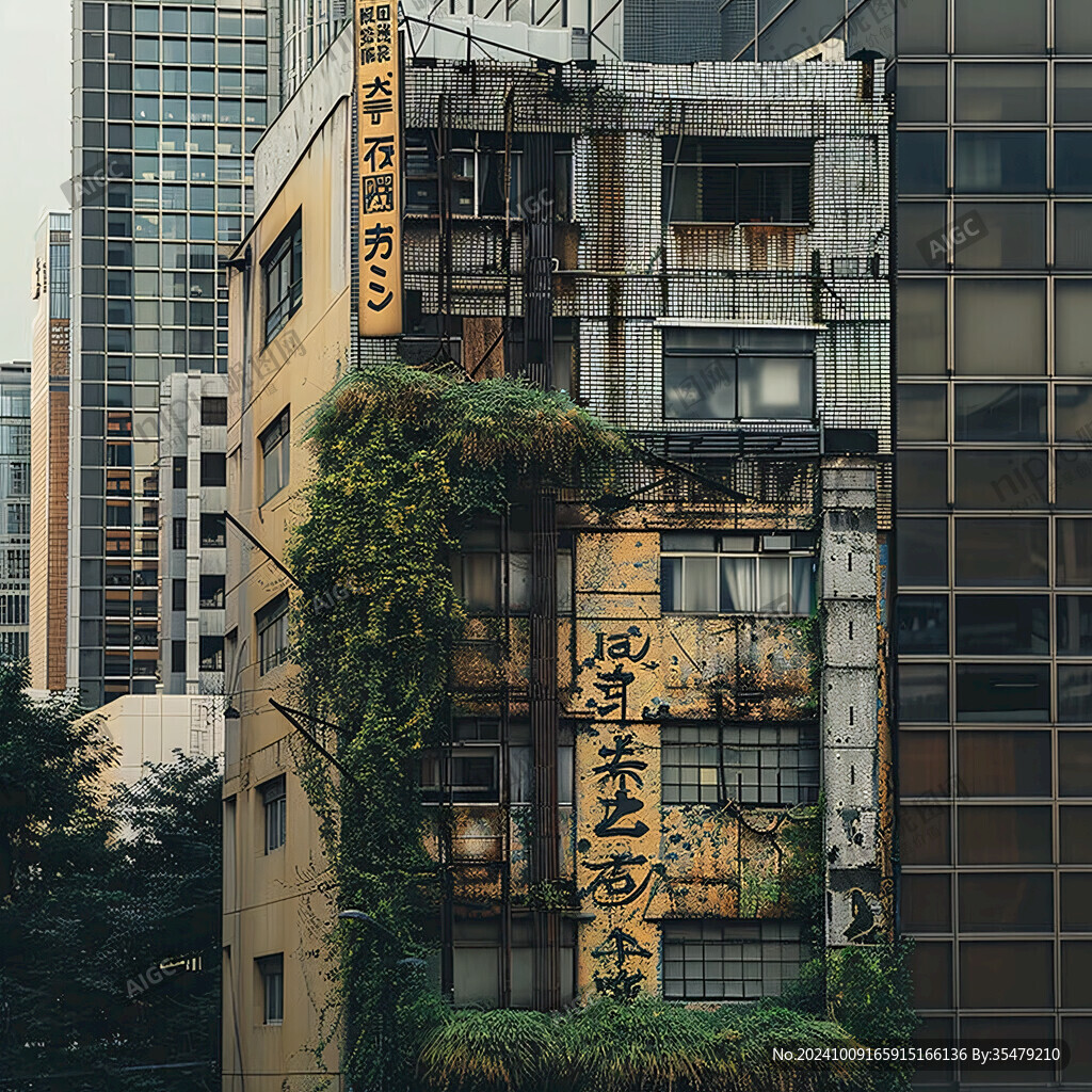 绿植楼房建筑