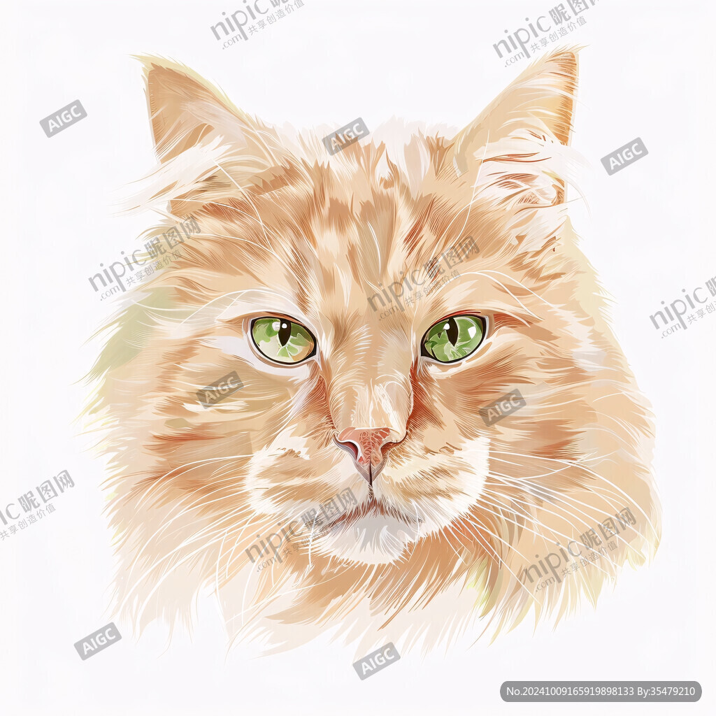 写实猫毛茸茸宠物插画