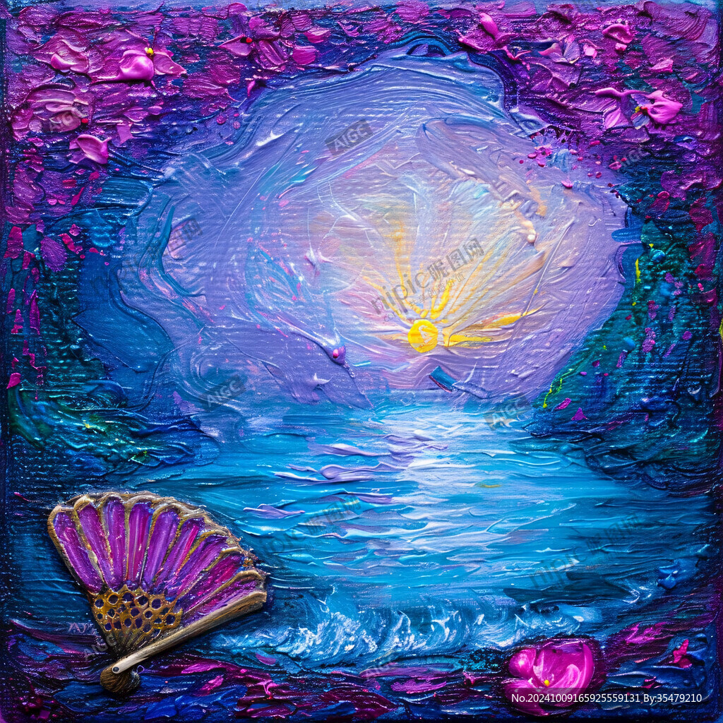 油画莲花