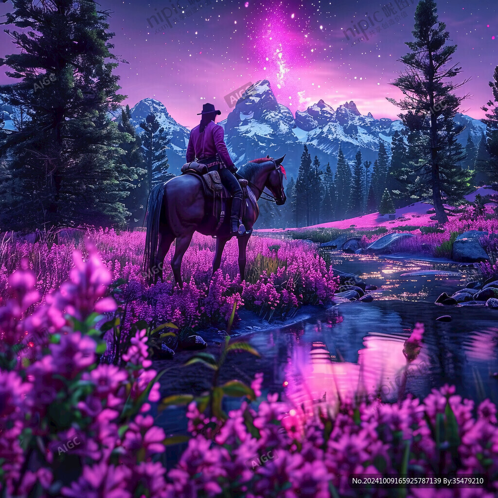 手绘紫色梦幻场景