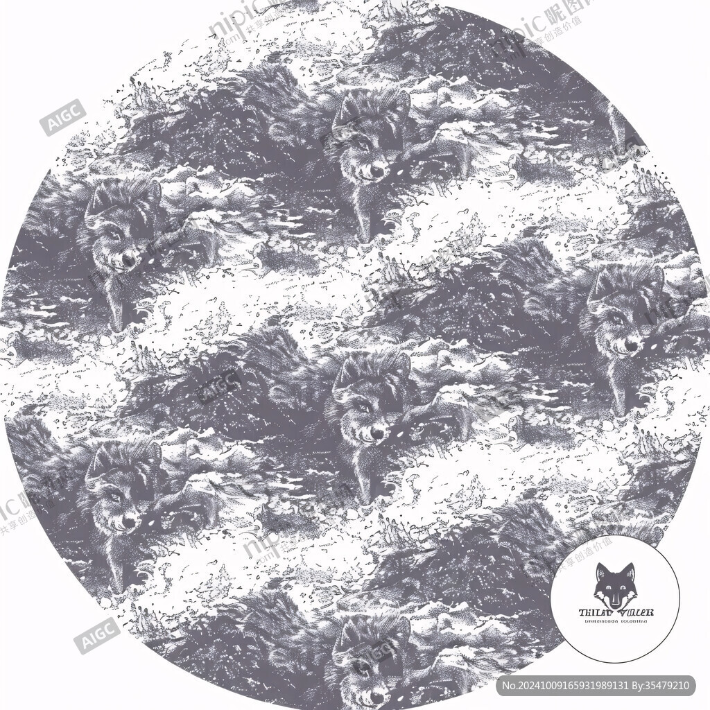 大牌狼印花图案