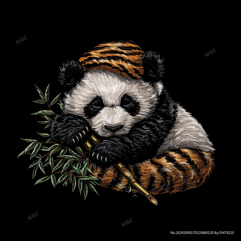 写实熊猫插画