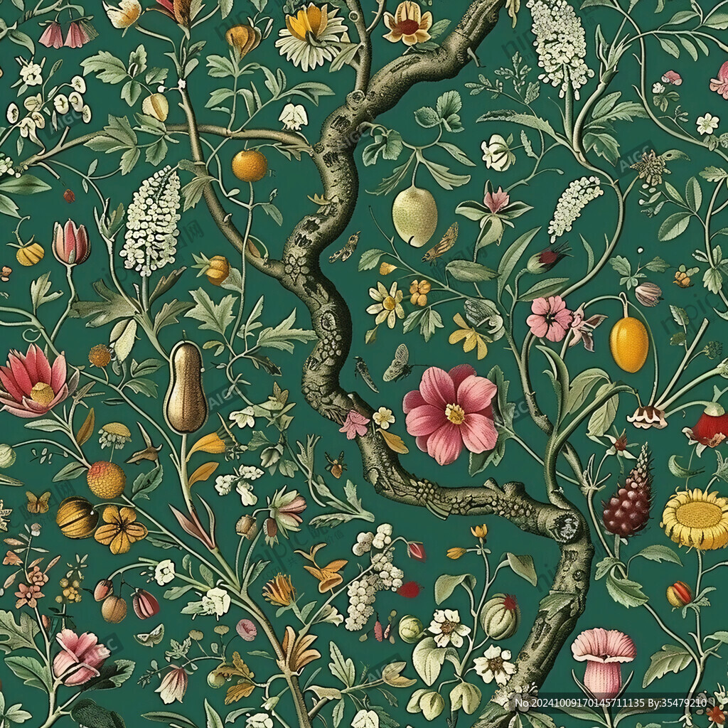 花鸟花树纹