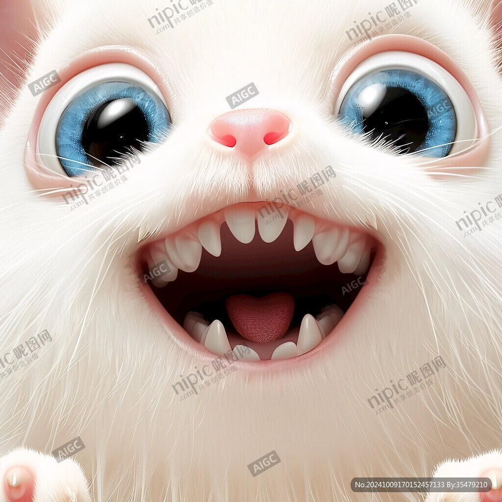 手绘大眼萌猫咪装饰画