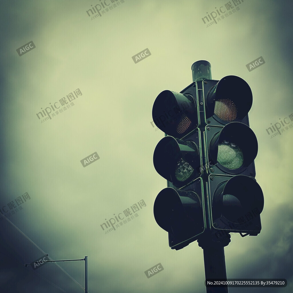 绿阴下的红绿灯