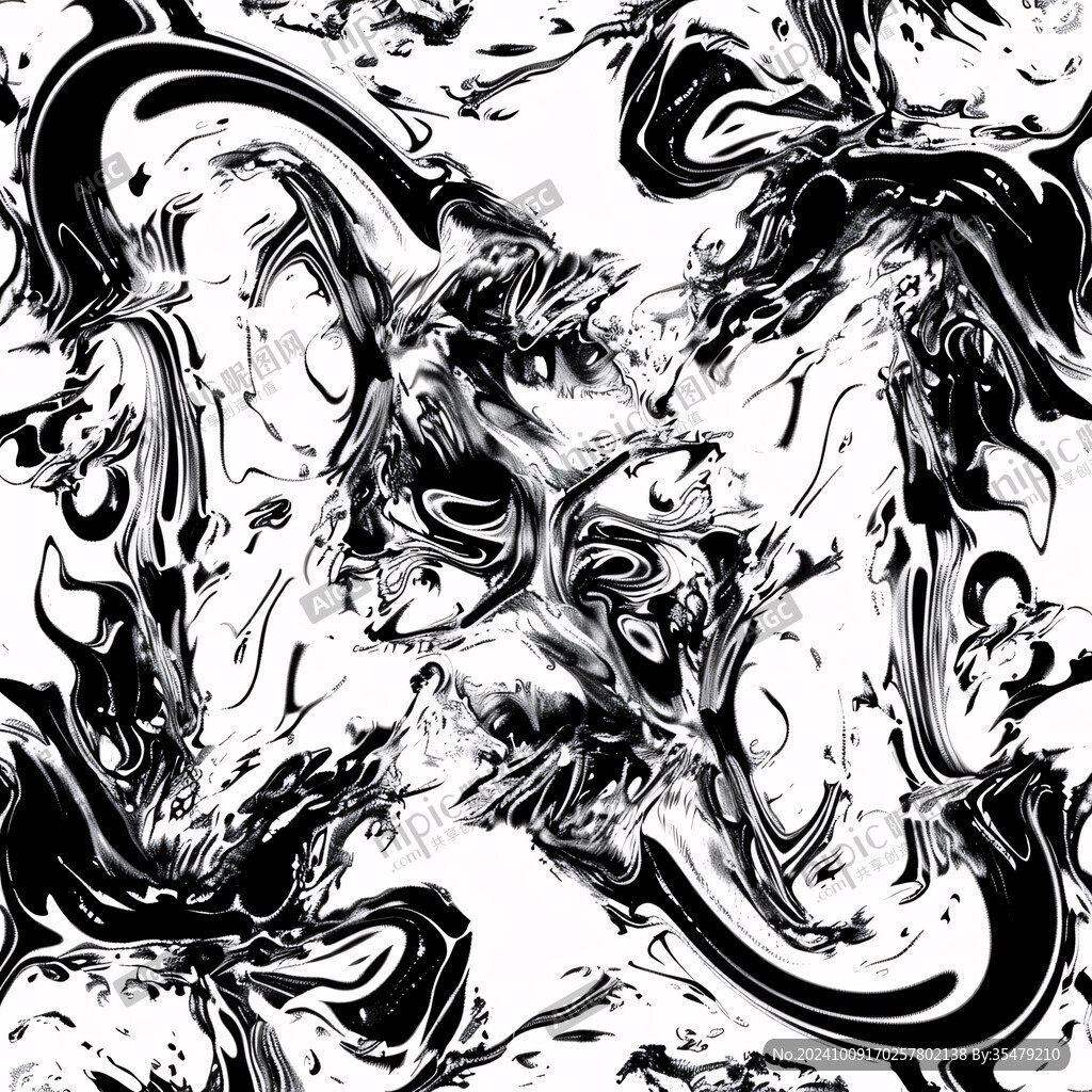 黑白流体画