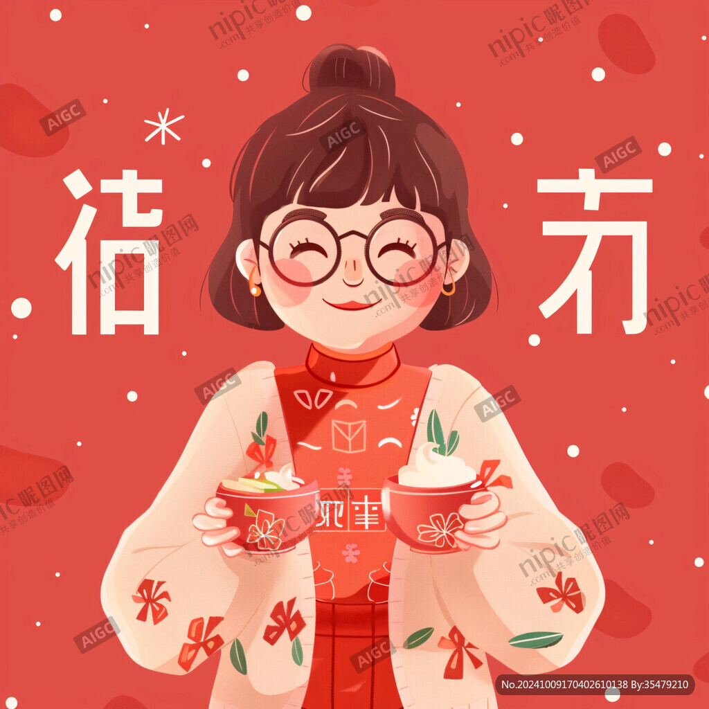 新年奶茶插画