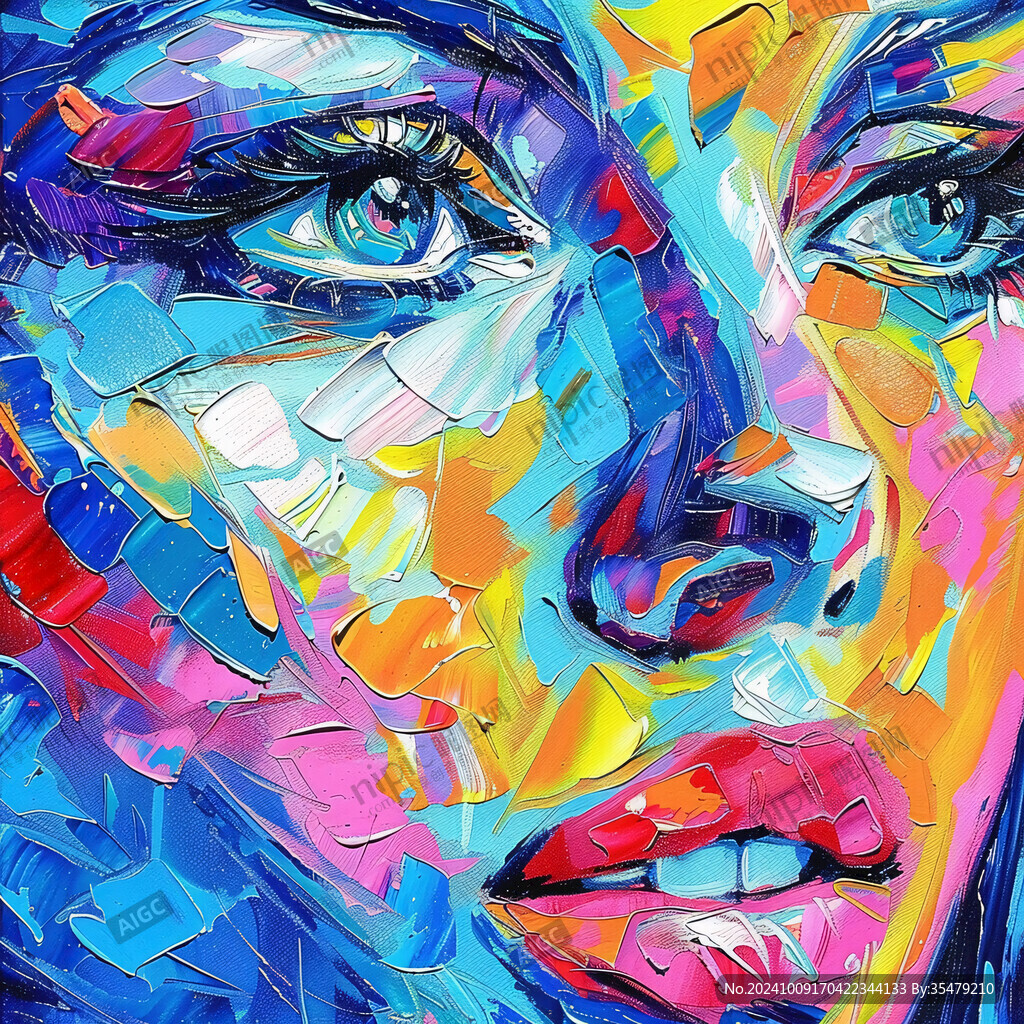 人脸色块拼接装饰画