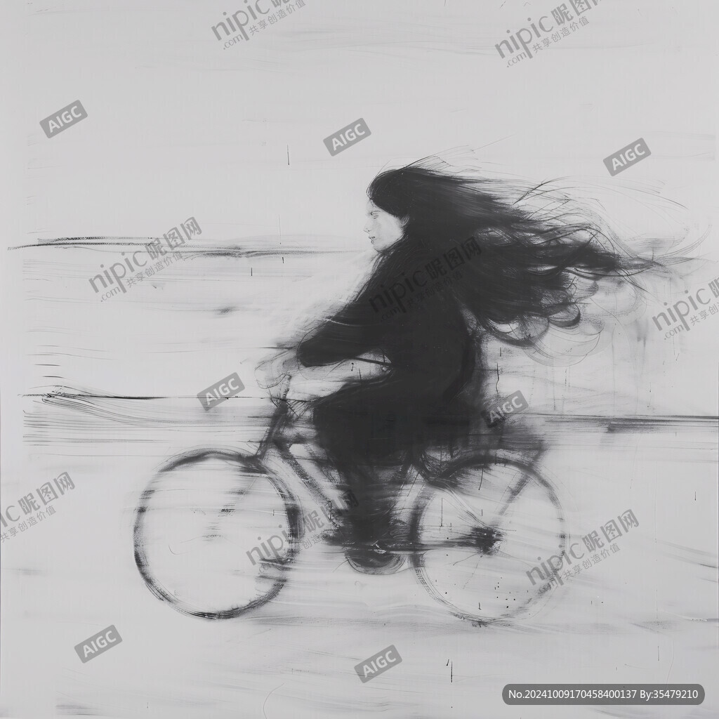 雪中骑车的人