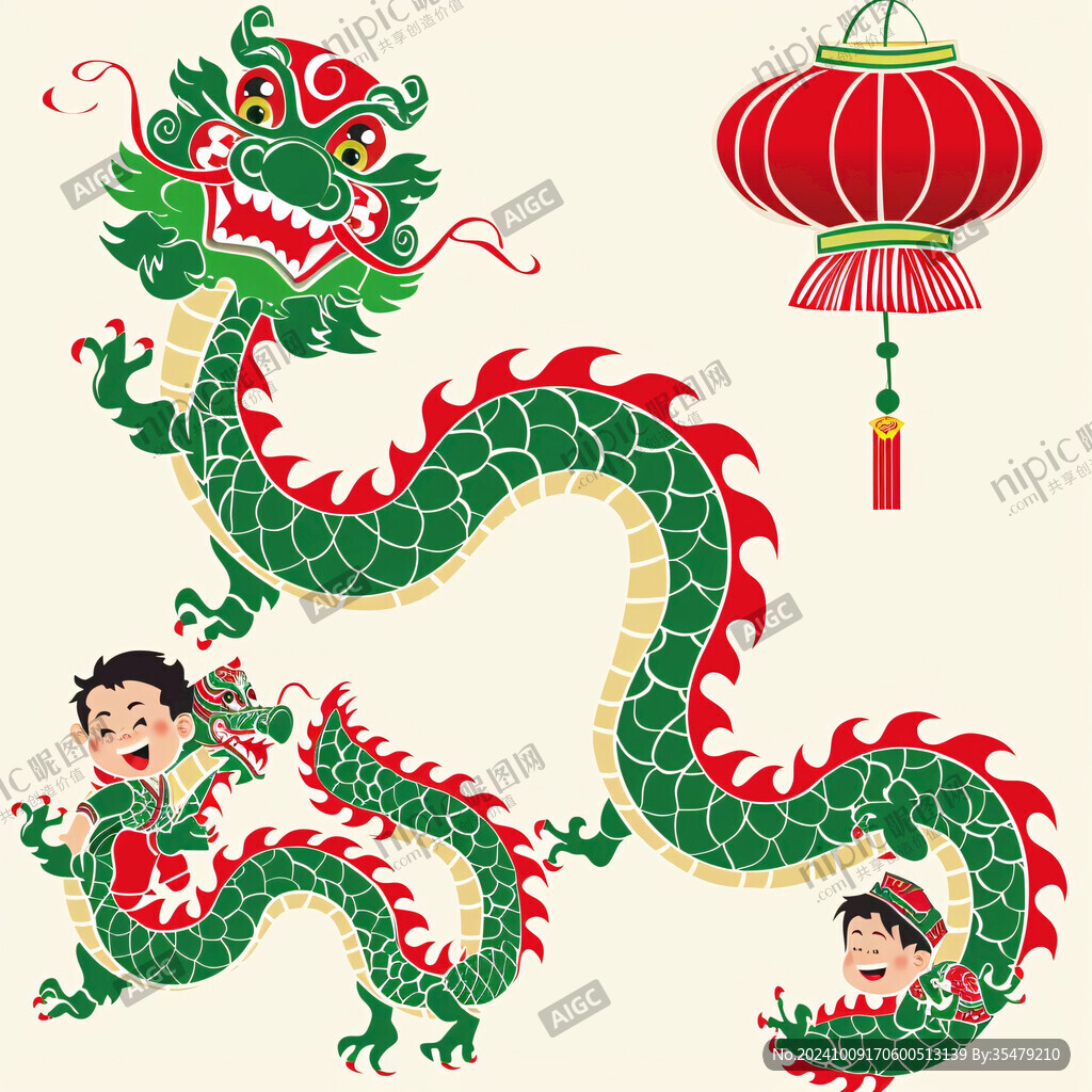 舞龙卡通插画