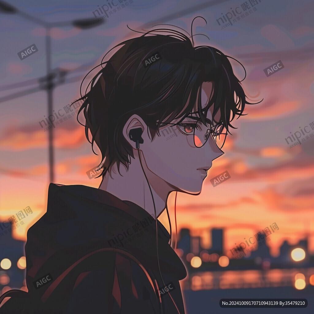 男生头像插画