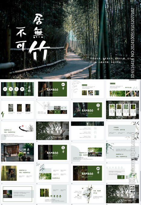 简约风不可居无竹方案PPT