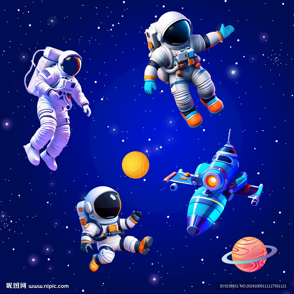 卡通星空宇航员背景图