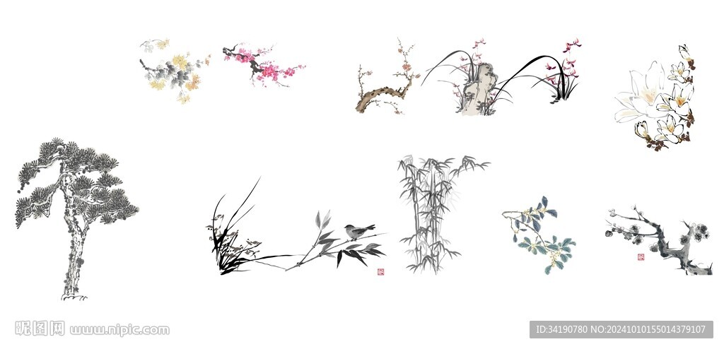 国画花草元素