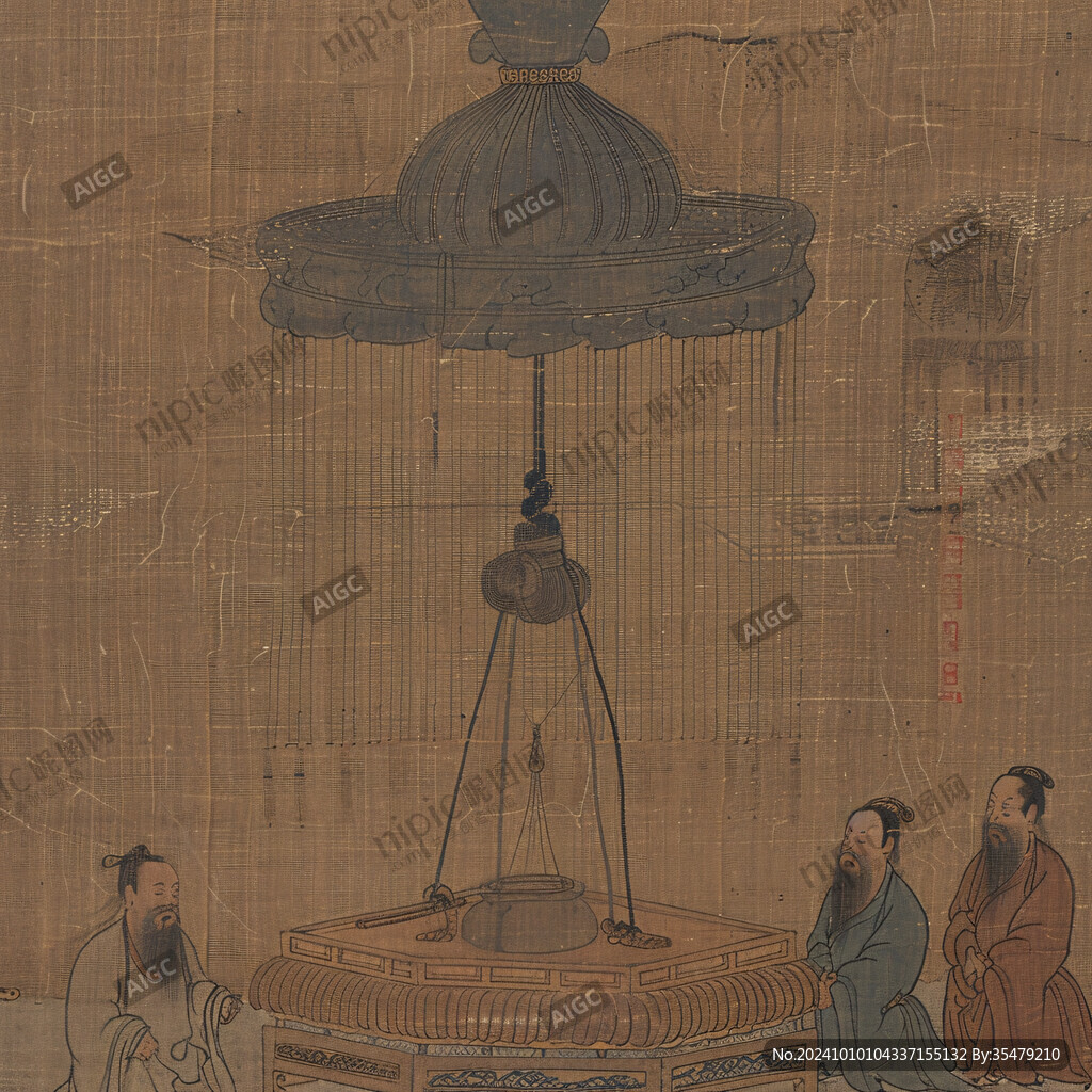 古典吊灯木板画