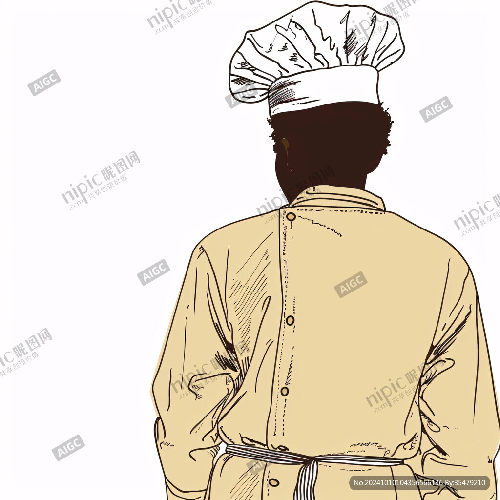 手绘男厨师插画