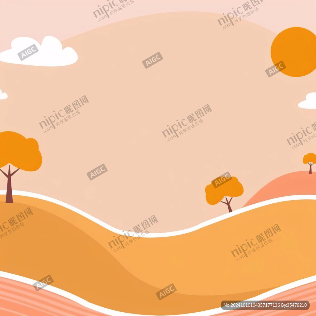 手绘秋季主题朦胧插画