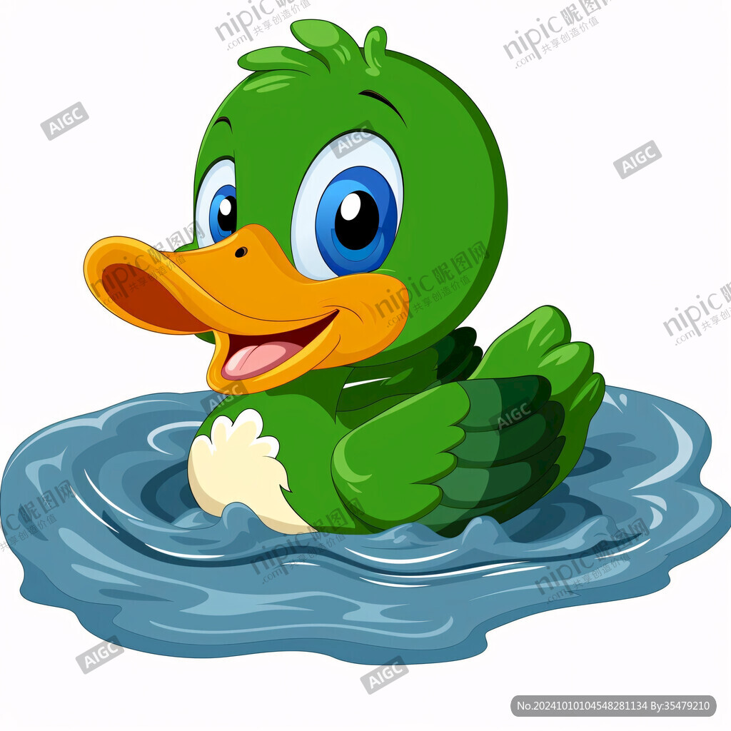 卡通小鸭子游泳