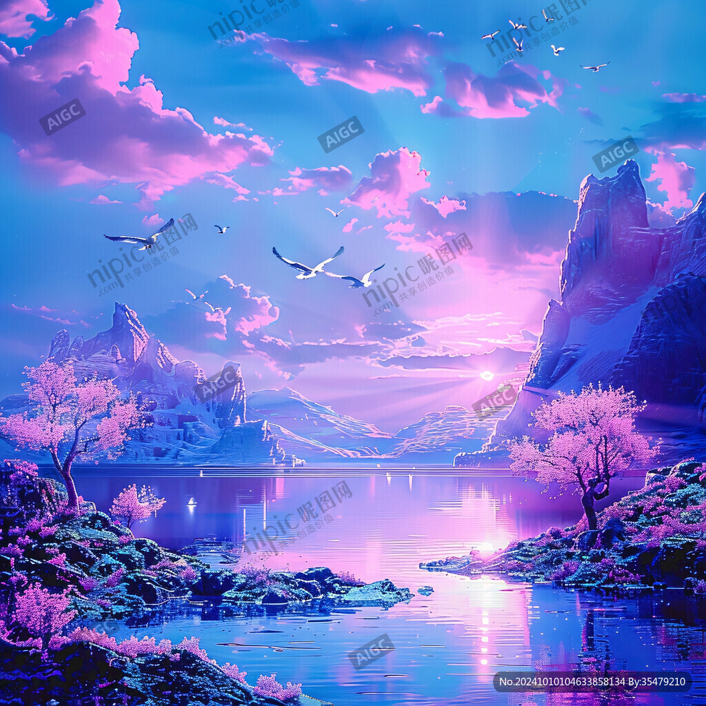 粉色的奇幻风景