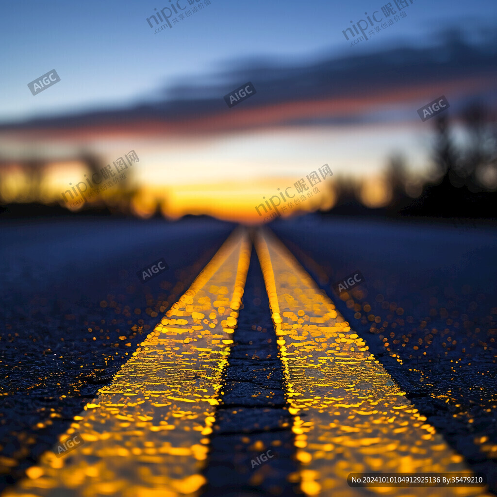 黄昏灯光马路
