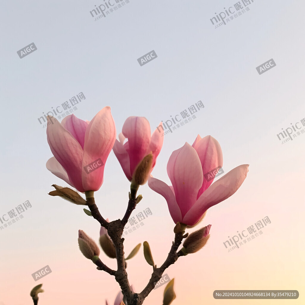 逆光紫玉兰