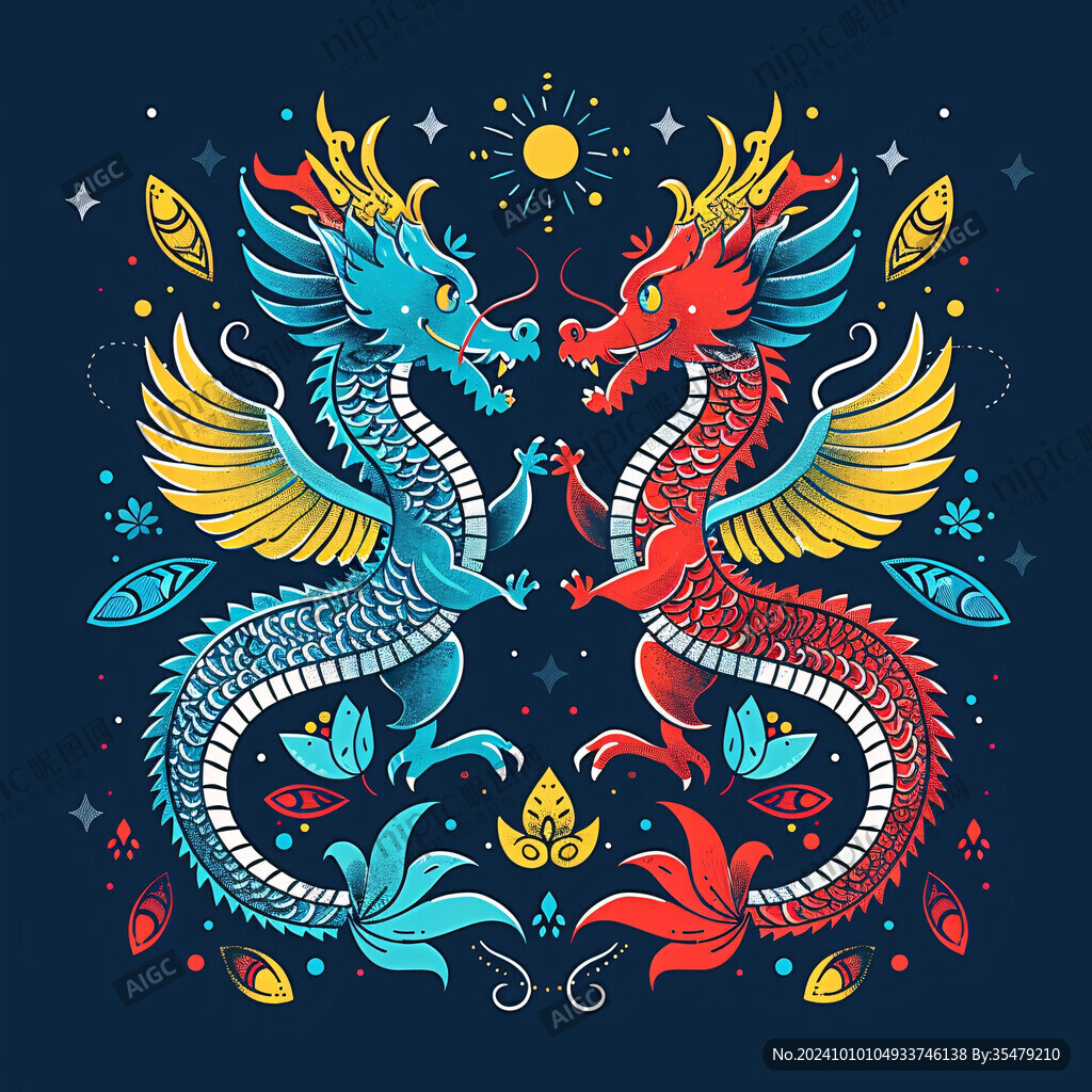 龙凤吉祥插画设计