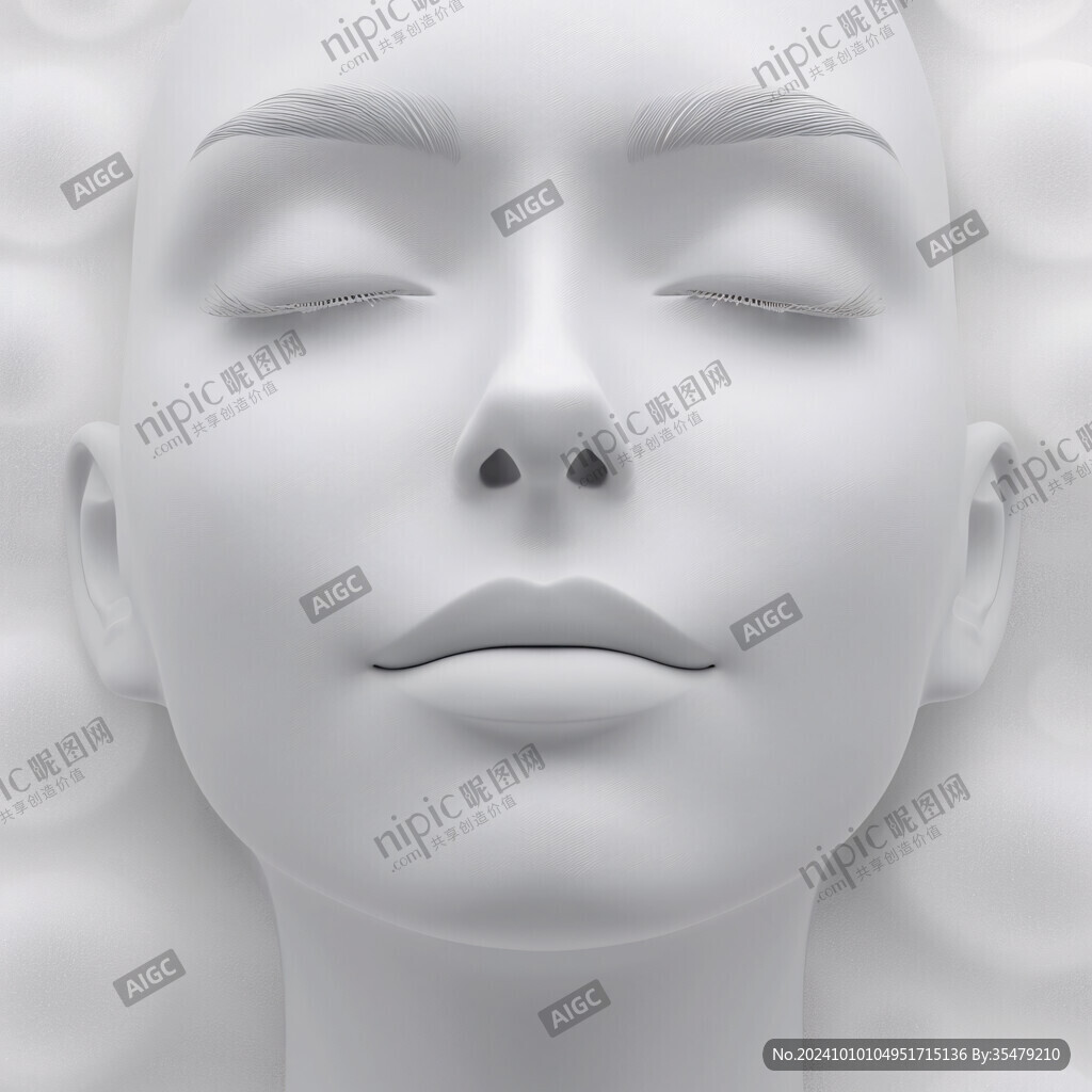 白色少女脸谱石膏像