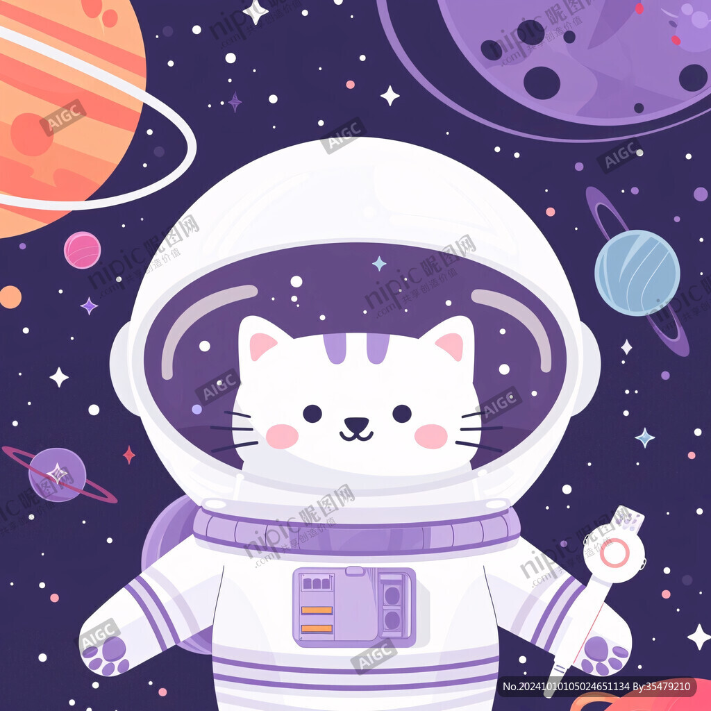 卡通宇航员猫咪