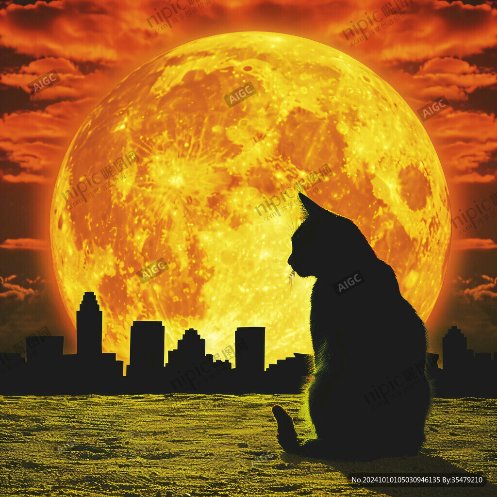 月亮下的猫
