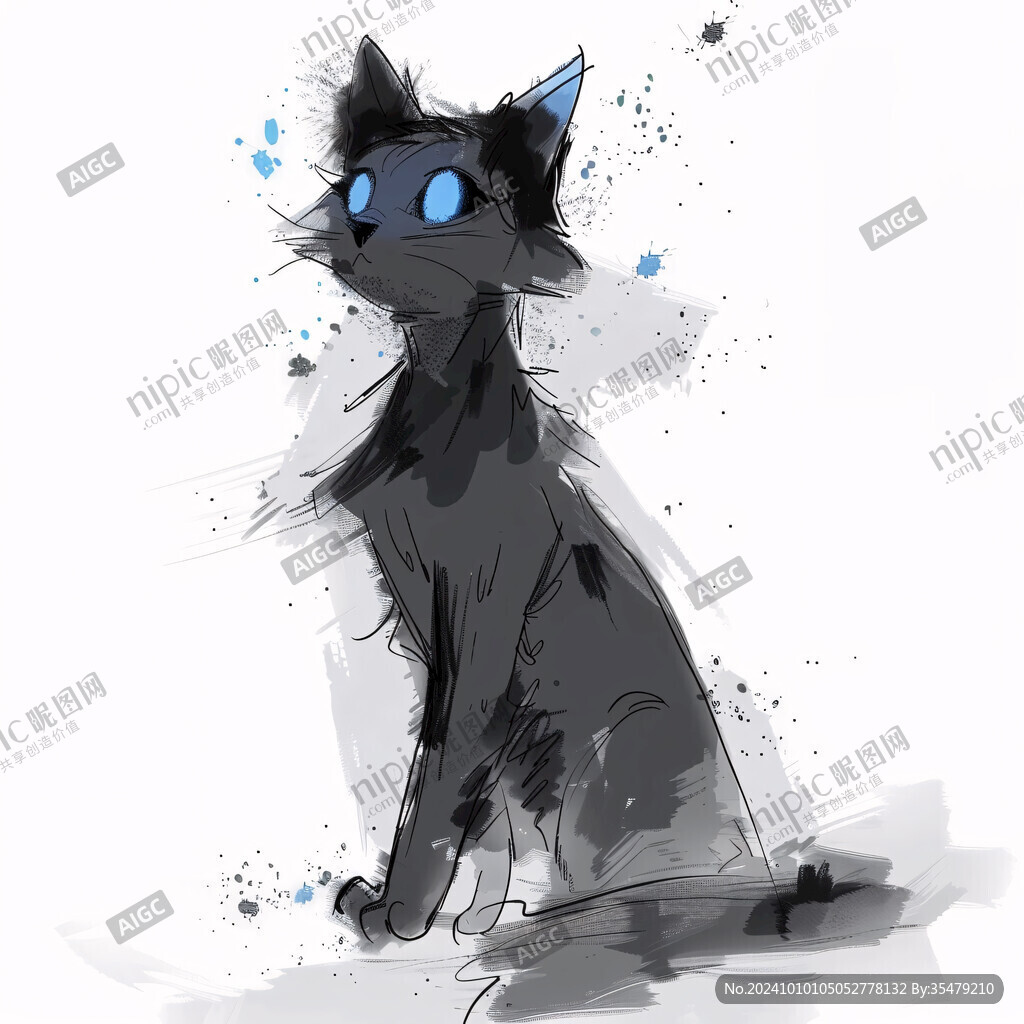 小黑猫插画