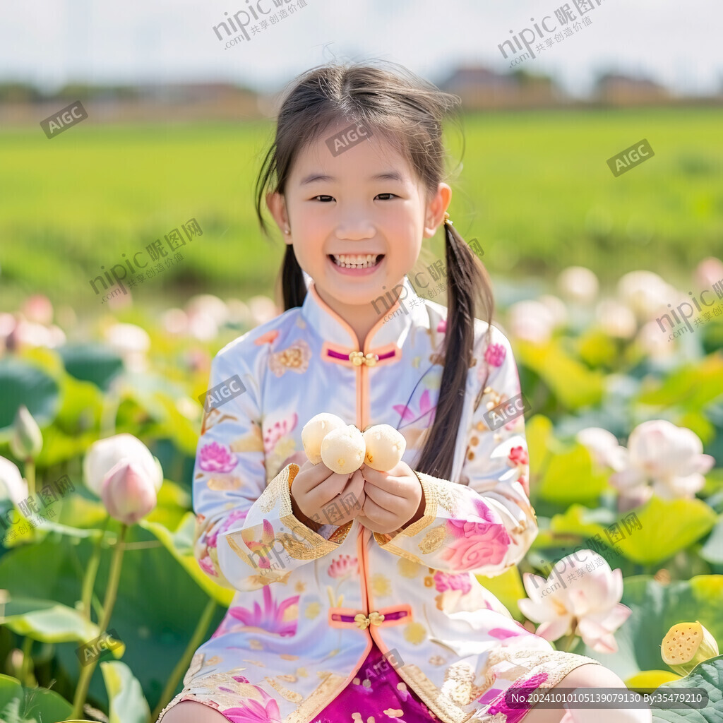 采荷花的农家女孩