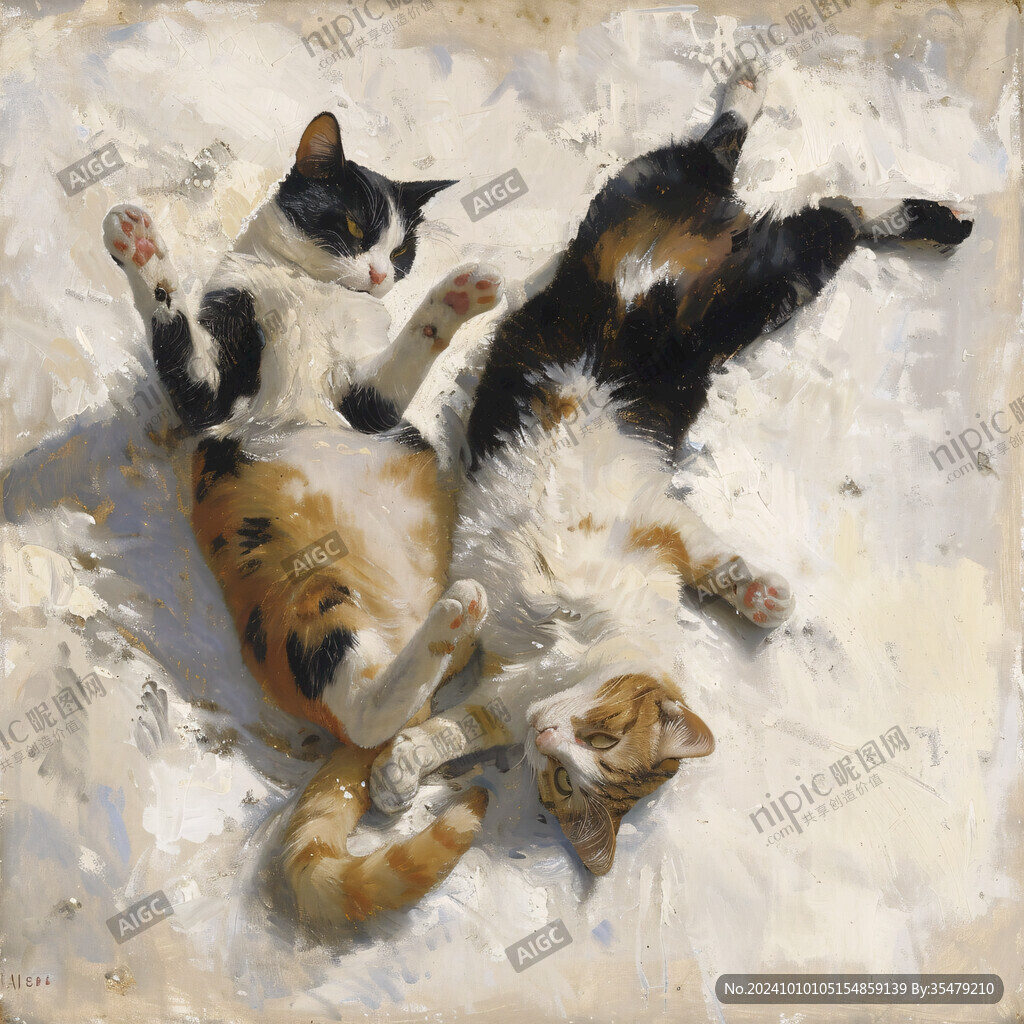 油画大花猫