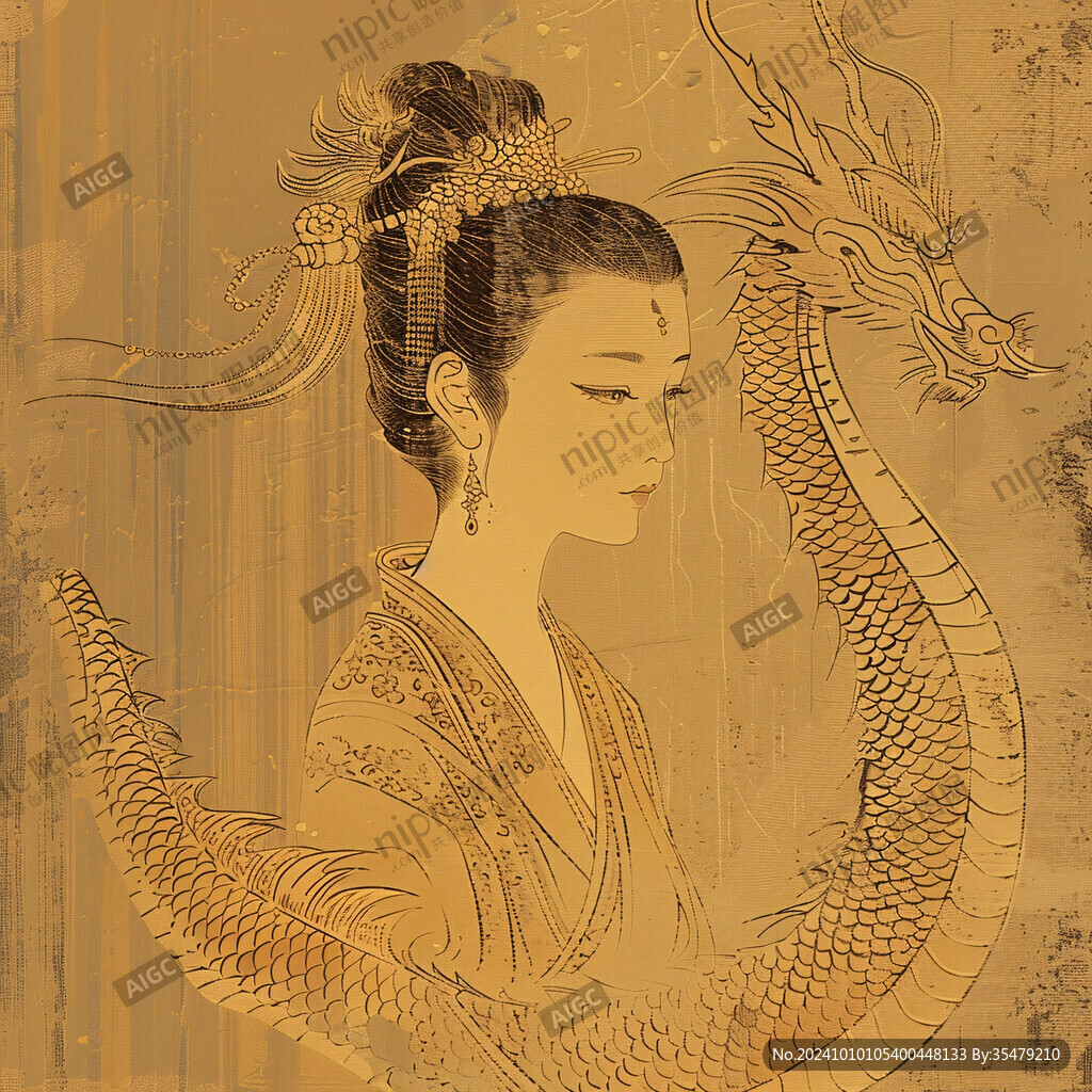 龙凤仕女图
