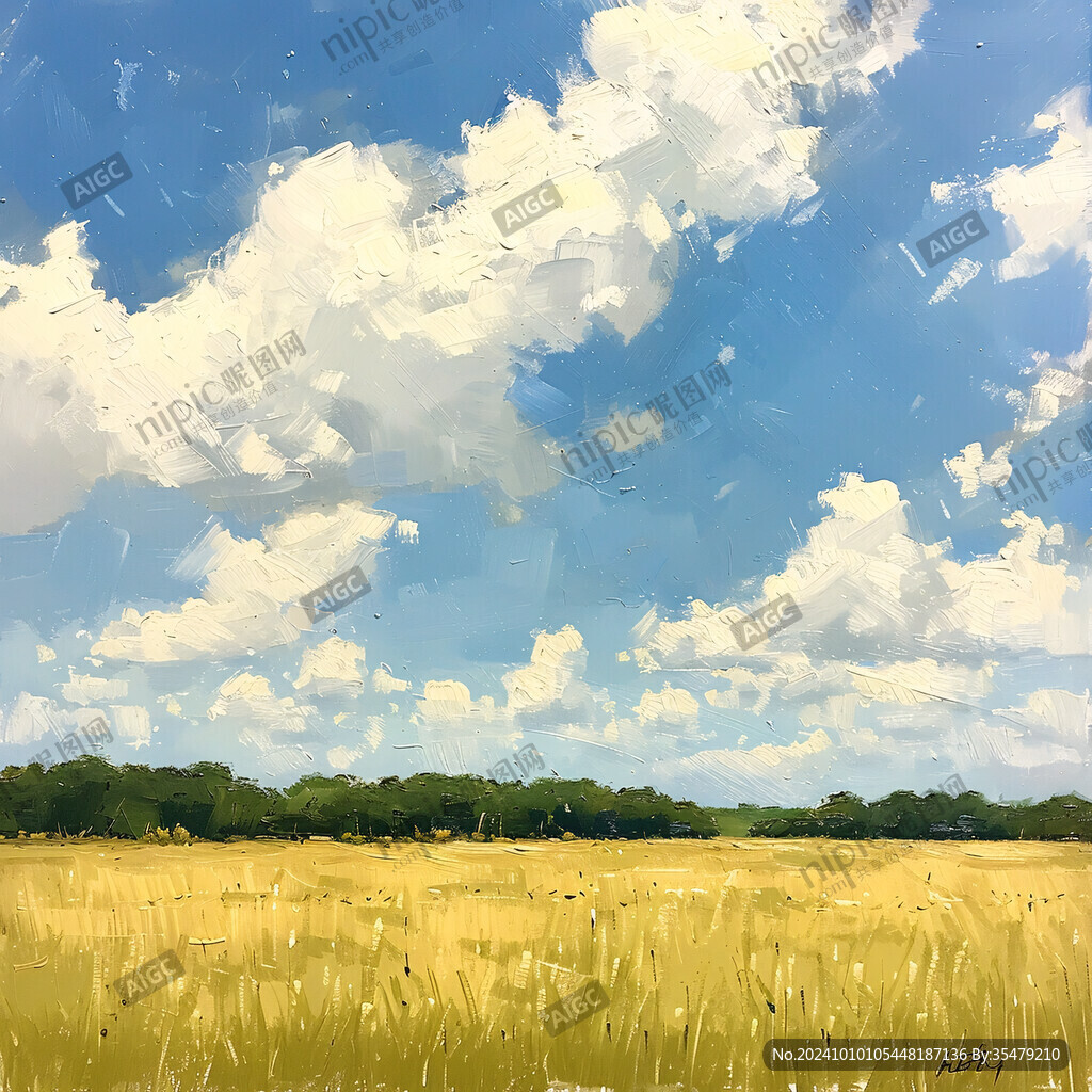 麦田水粉画