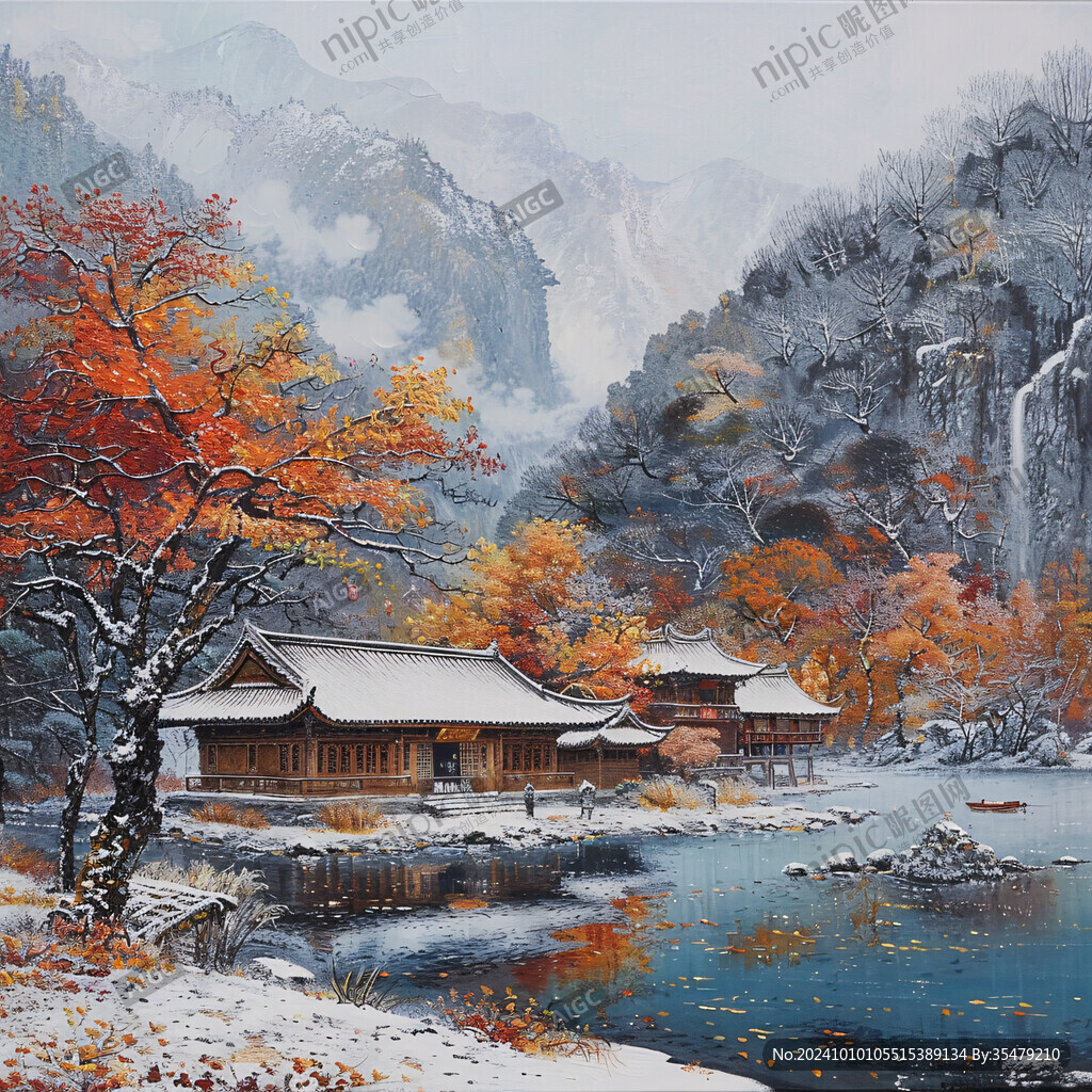 山水画雪景