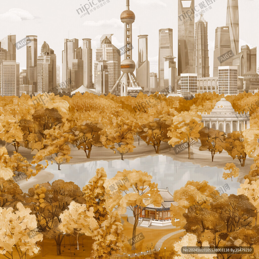 华东地区城市建筑插画