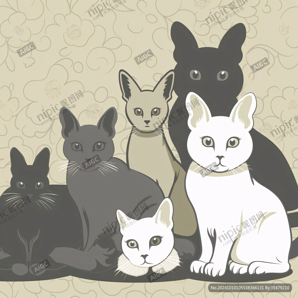 多只猫插画