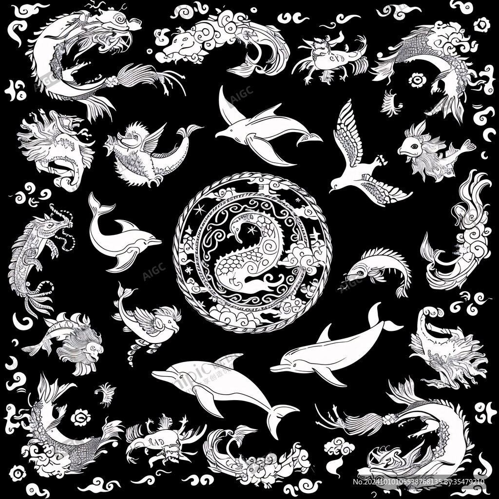 国潮龙凤图案