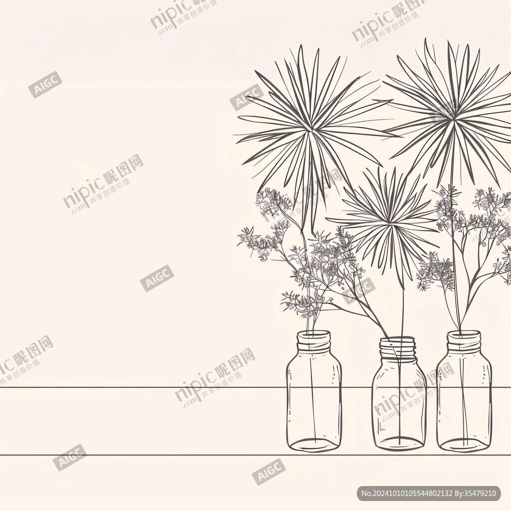 瓶子刺猬植物插画