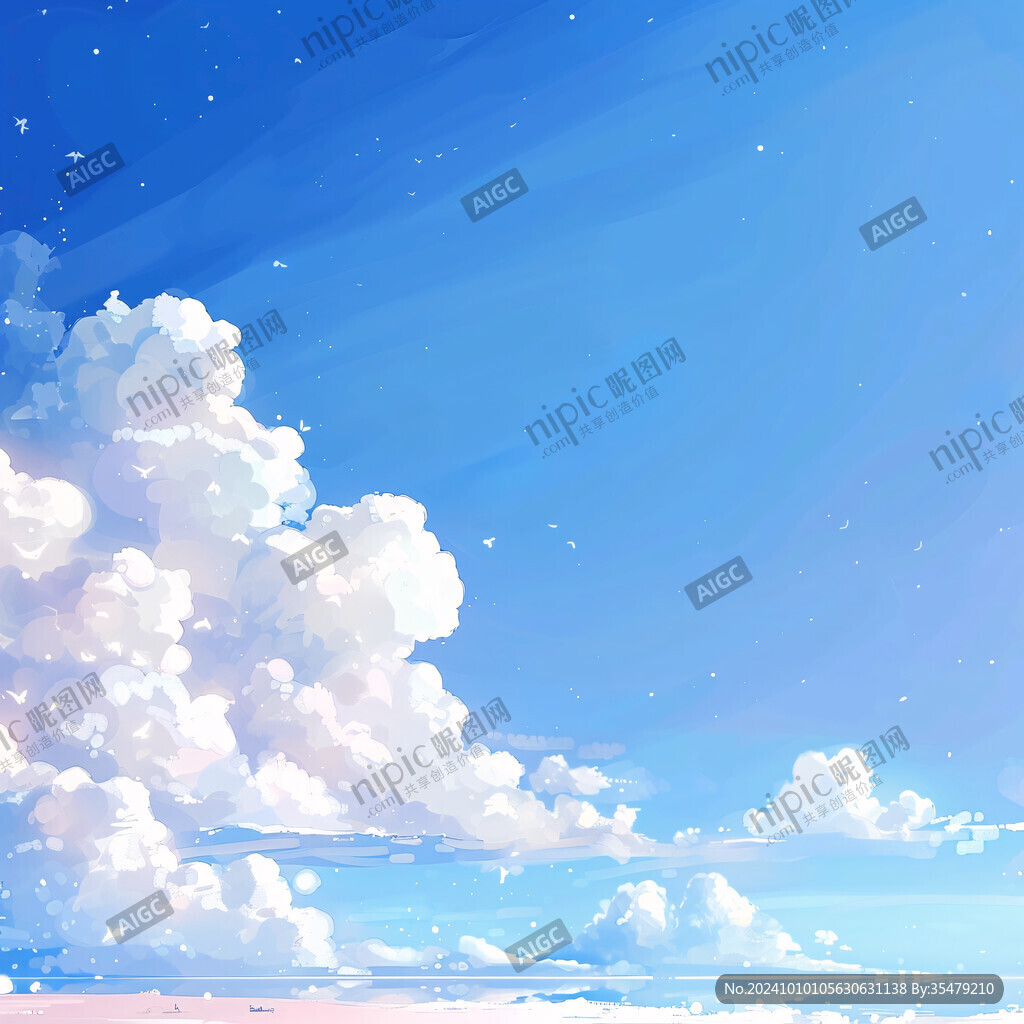 插画蓝天白云