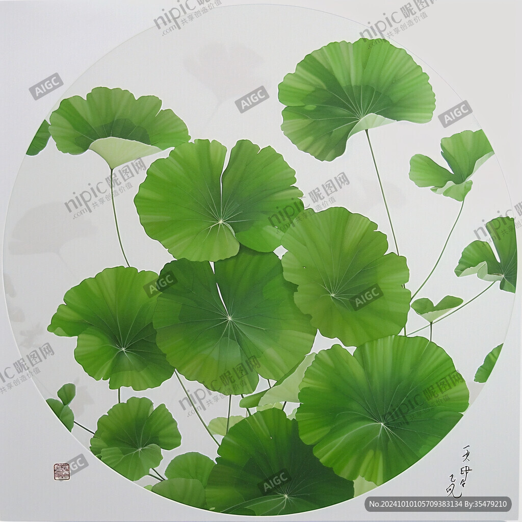 银杏叶圆形背景画