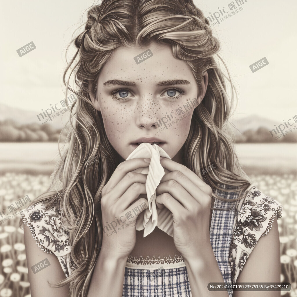 手绘麦子手绘美女