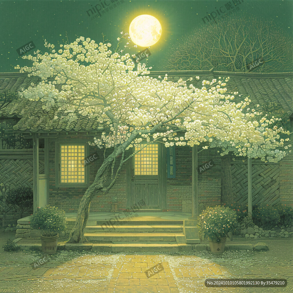 院门梨花树